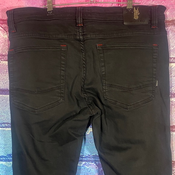 Makobi Men’s Jeans Denim 36x32 Black Flames Lightning Distressed Skinny Fit - Picture 6 of 12